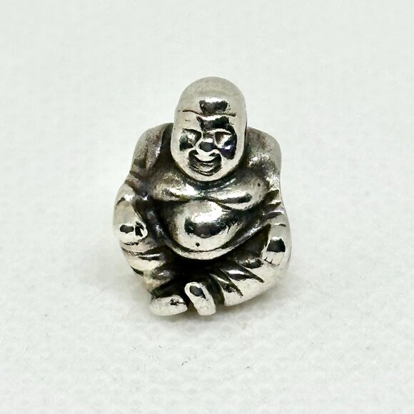 AUTHENTIC PANDORA SMILING BUDDHA SILVER CHARM - Picture 1 of 2